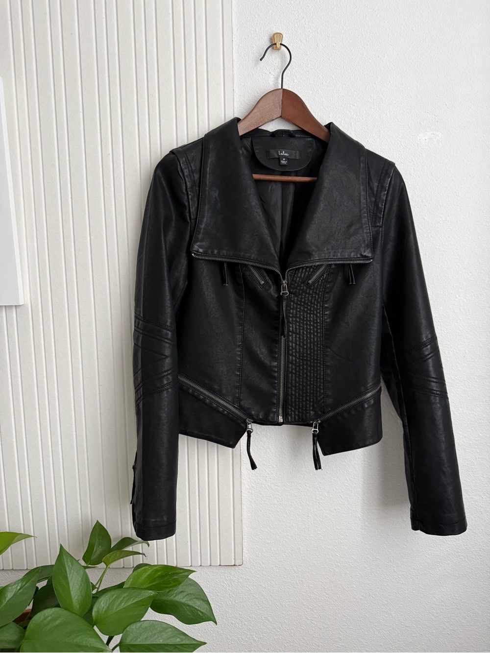 Lulus Up On A Tuesday Black Vegan Leather Jacket M - Picture 3 of 6